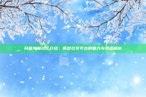 抖音海角社区介绍：新型社交平台的魅力与特点解析