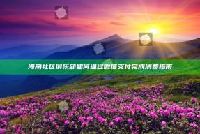 海角社区俱乐部如何通过微信支付完成消费指南